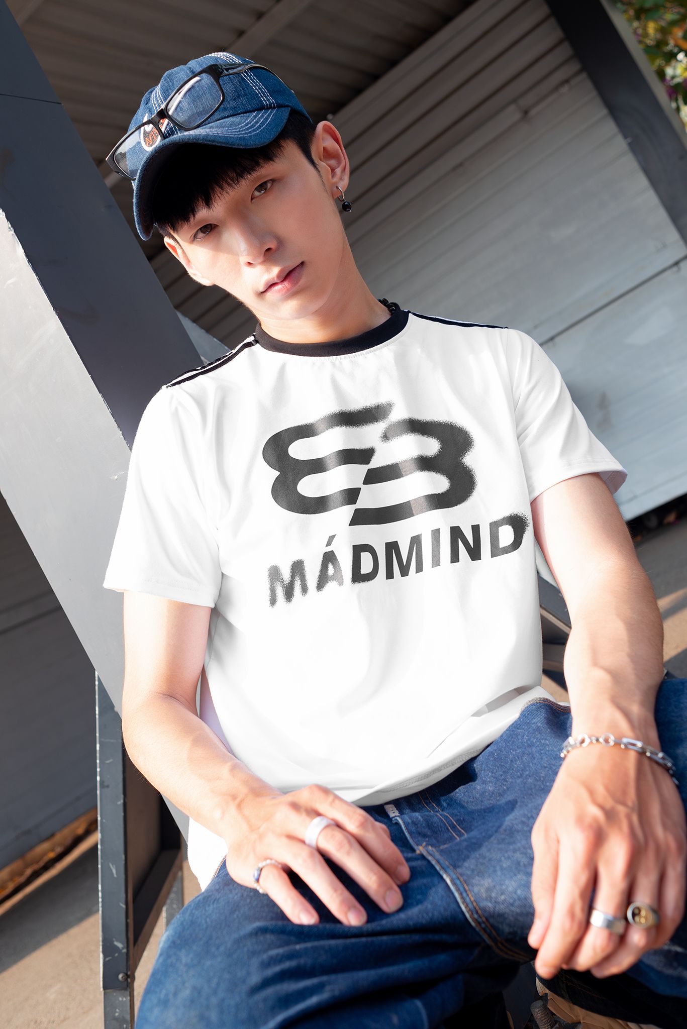  Áo Thun Form Boxy MM Motion Madmind - Phối 2 Sọc Tay Ngắn, Premium Cotton Màu Trắng 