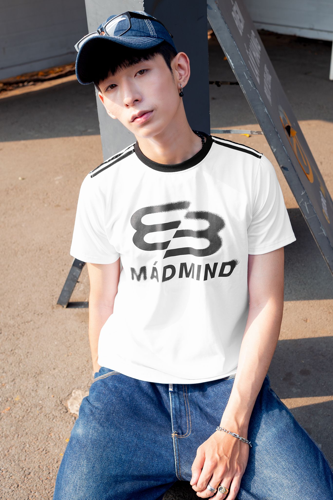  Áo Thun Form Boxy MM Motion Madmind - Phối 2 Sọc Tay Ngắn, Premium Cotton Màu Trắng 