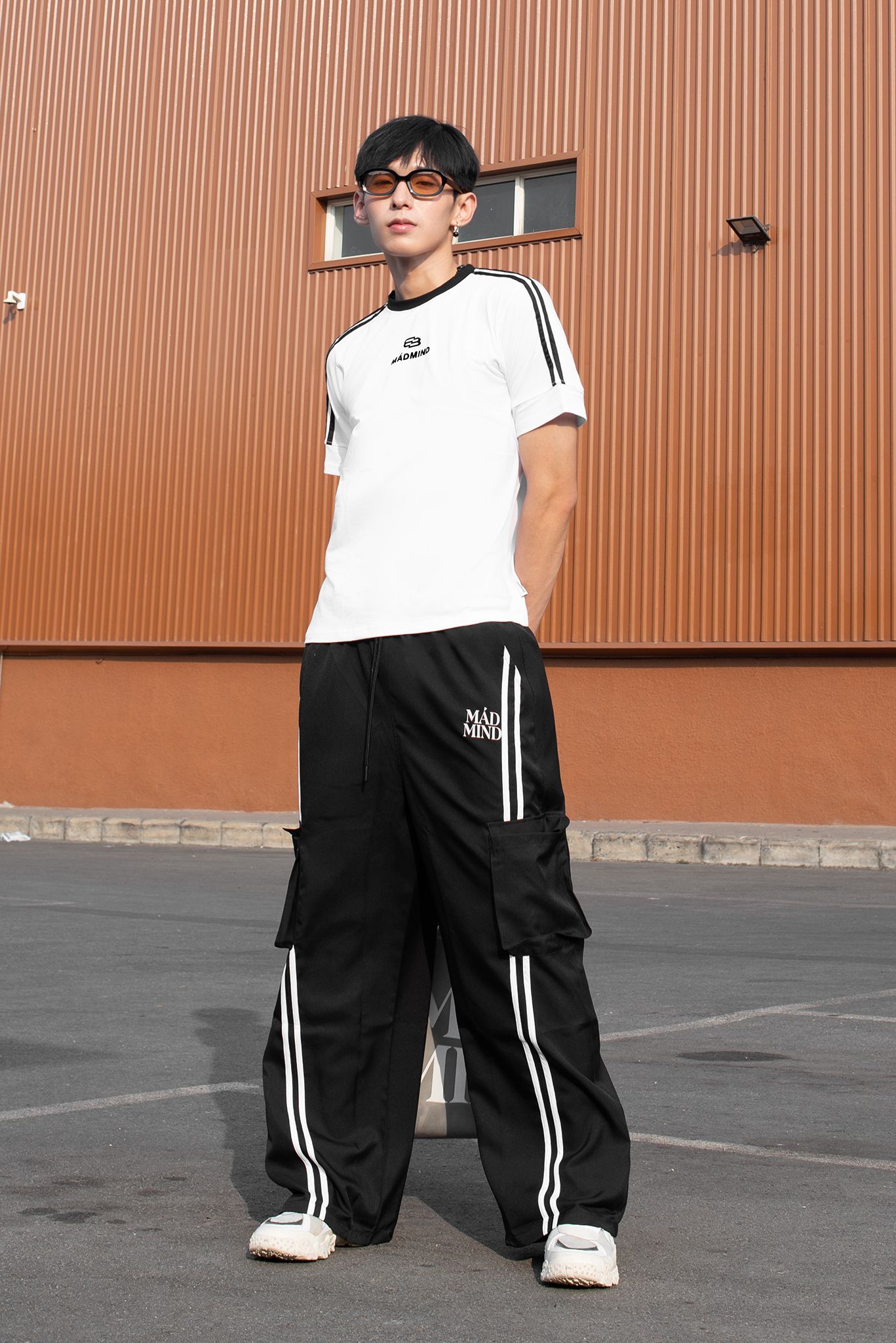  Áo Thun Form Boxy MM Era Madmind - Phối 2 Sọc Tay Ngắn, Premium Cotton Màu Trắng 