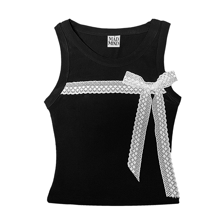  Áo Ba Lỗ Phối Nơ Ren Baby Tanktop Madmind - Màu Đen 