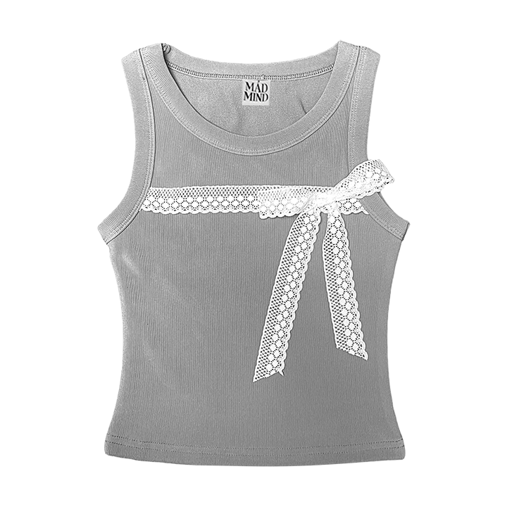  Áo Ba Lỗ Phối Nơ Ren Baby Tanktop Madmind - Màu Xám 