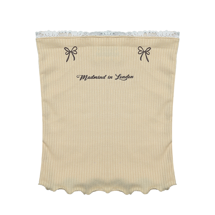  Áo Quây Nơ, Phối Ren, Thun Gân Cao Cấp Pure Tube Madmind - Màu Be 