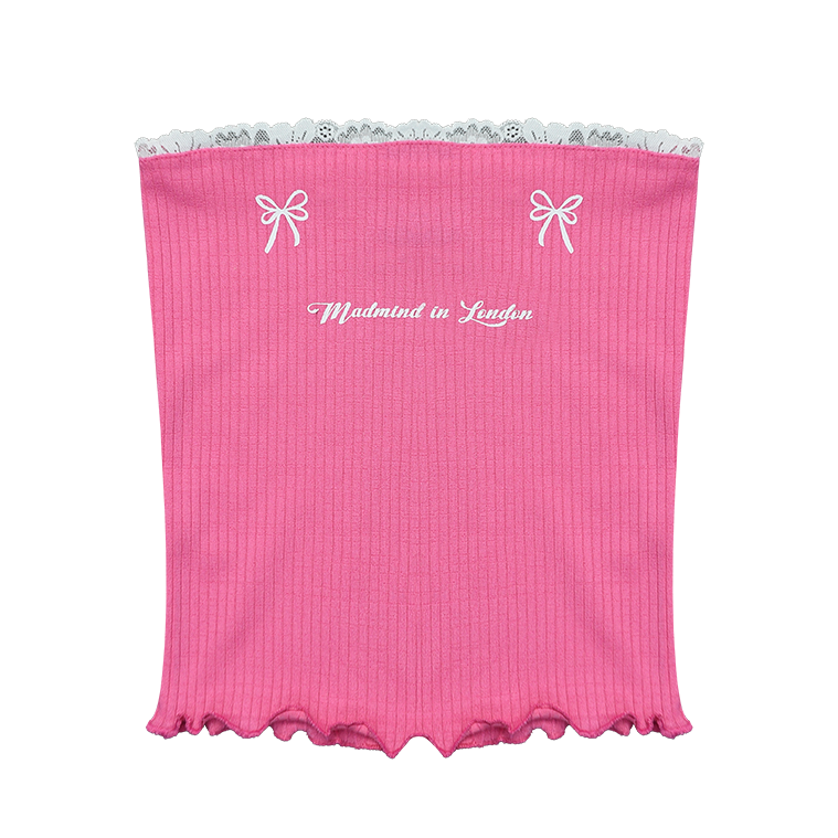  Áo Quây Nơ, Phối Ren, Thun Gân Cao Cấp Pure Tube Madmind - Màu Hồng 