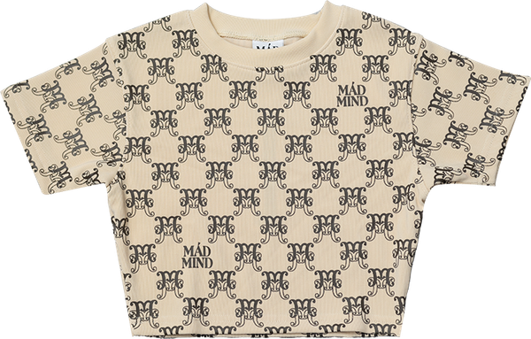  Áo Thun Croptop Monogram Madmind - Beige 