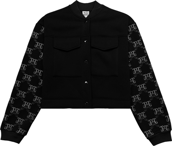  Áo Khoác Bomber Cozy Monogram Tay Dài Madmind - Đen 