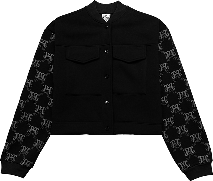  Áo Khoác Bomber Cozy Monogram Tay Dài Madmind - Đen 