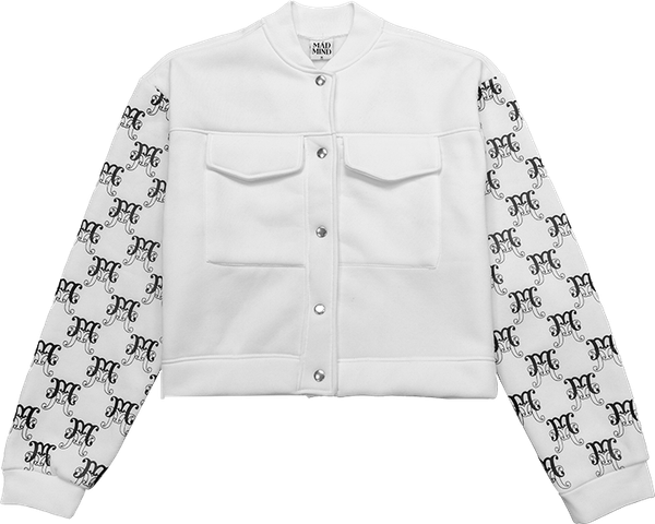  Áo Khoác Bomber Cozy Monogram Tay Dài Madmind - Trắng 