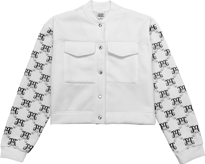  Áo Khoác Bomber Cozy Monogram Tay Dài Madmind - Trắng 