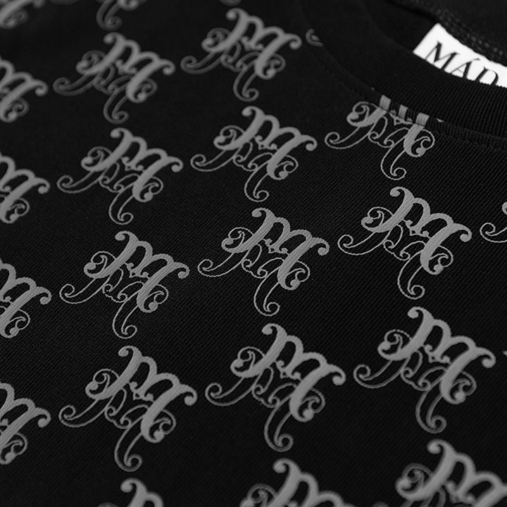  Áo Thun Cotton Premium Monogram Madmind - Đen 