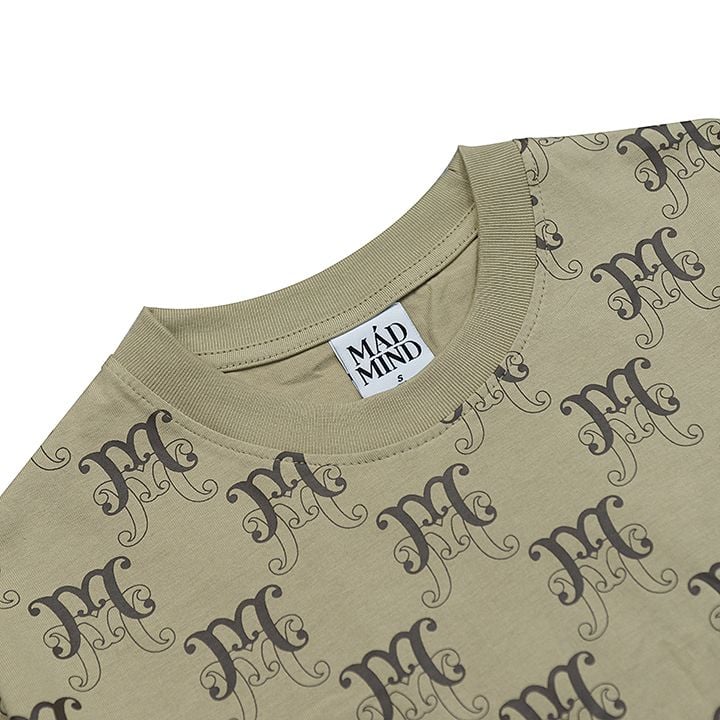  Áo Thun Cotton Premium Monogram Madmind - Beige 