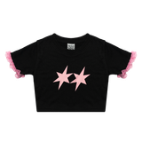  Áo Thun CropTop Tay Ngắn Ôm Body Ren Hồng Lace Madmind - Màu Đen 