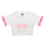  Áo Thun CropTop Tay Ngắn Ôm Body Ren Hồng Lace Madmind - Màu Trắng 