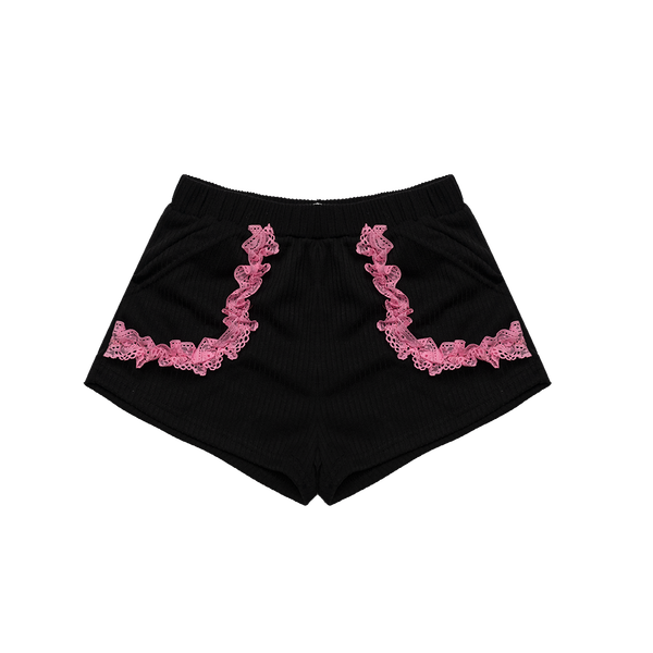  Quần Ngắn Ôm Body Ren Hồng Lace Shorts Madmind - Màu Đen 