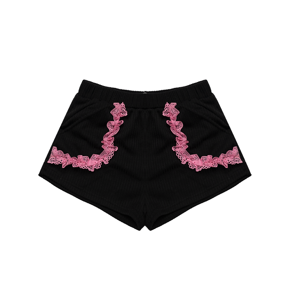  Quần Ngắn Ôm Body Ren Hồng Lace Shorts Madmind - Màu Đen 