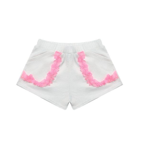  Quần Ngắn Ôm Body Ren Hồng Lace Shorts Madmind - Màu Trắng 