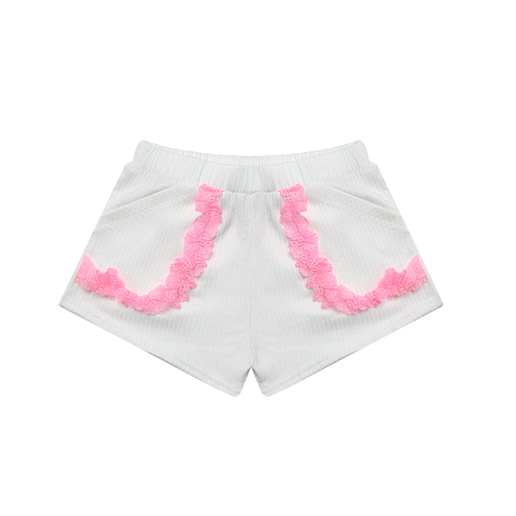  Quần Ngắn Ôm Body Ren Hồng Lace Shorts Madmind - Màu Trắng 