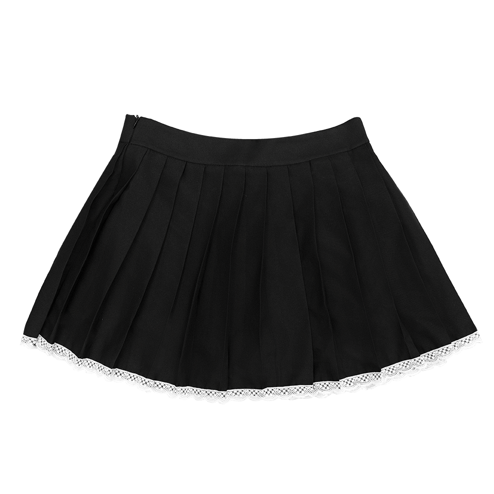  Chân Váy Ngắn Xếp Ly Phối Ren Madmind ( Có Quần Bảo Hộ ) - Girlfriend Pleated Mini Skirt 