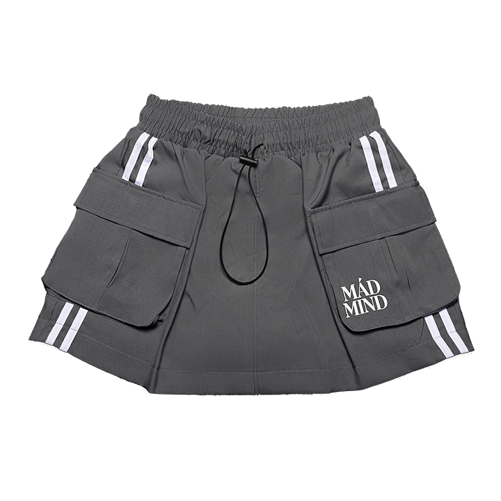  Váy 2 Sọc Túi Hộp 2 Stripe Pocket Mini Skirt Màu Xám Đậm 