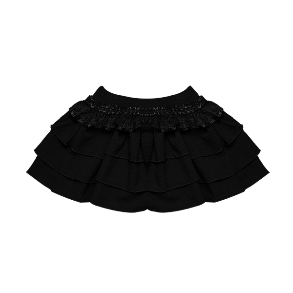  Chân Váy Ngắn Nhún 4 Tầng Phối Ren (Có Quần Bảo Hộ) Rora Skirt MADMIND - Màu Đen 