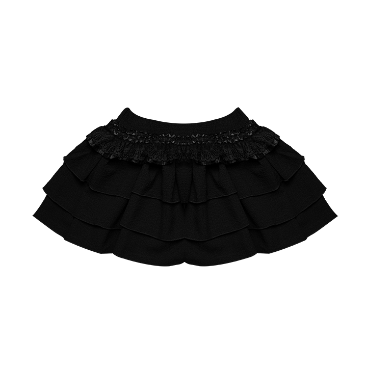  Chân Váy Ngắn Nhún 4 Tầng Phối Ren (Có Quần Bảo Hộ) Rora Skirt MADMIND - Màu Đen 