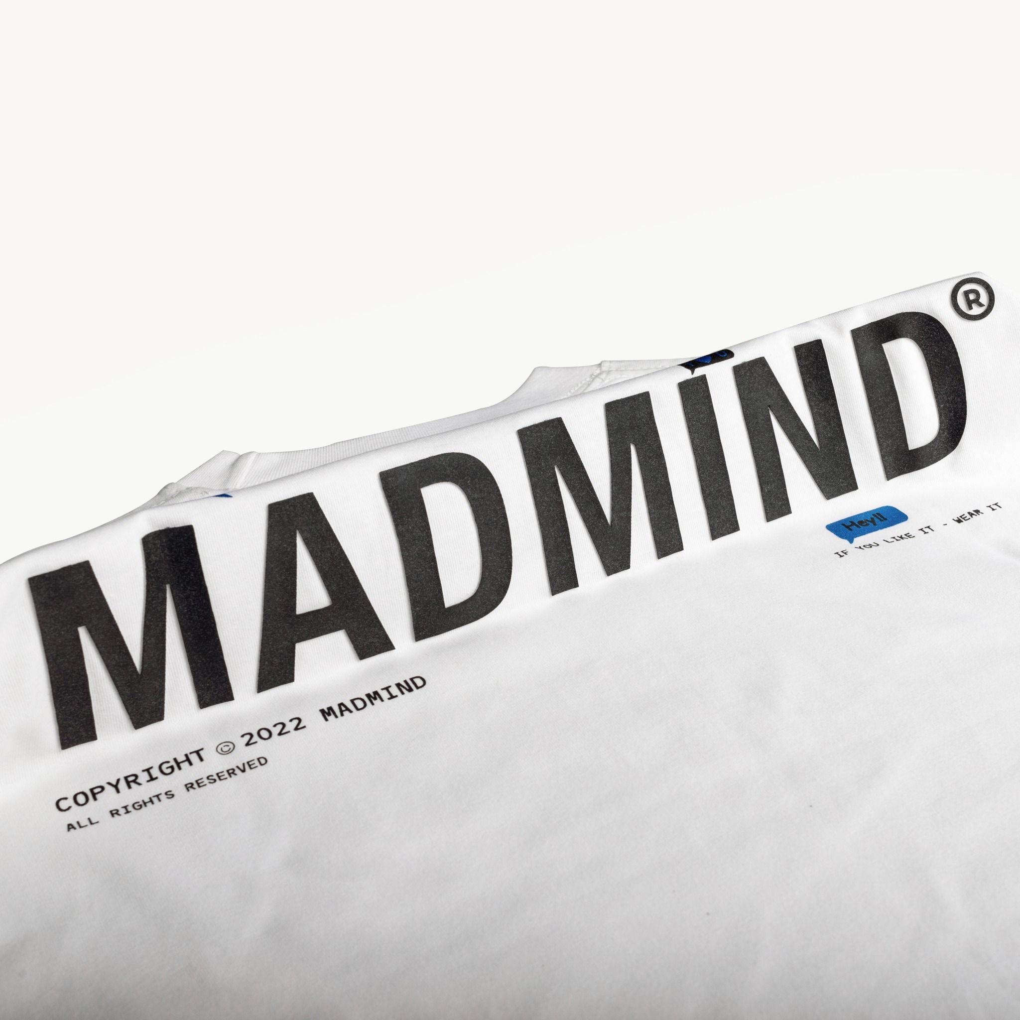  Áo Thun Essential Madmind Màu Trắng, In Cao, Logo Lấp Lánh 