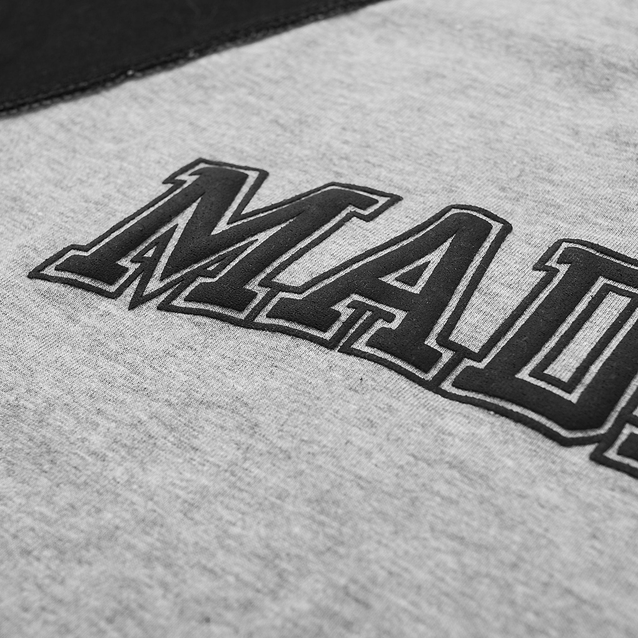  Áo Thun Nữ Cotton Raglan Logo Madmind Form Ôm Body Màu Xám Phối Tay Đen 