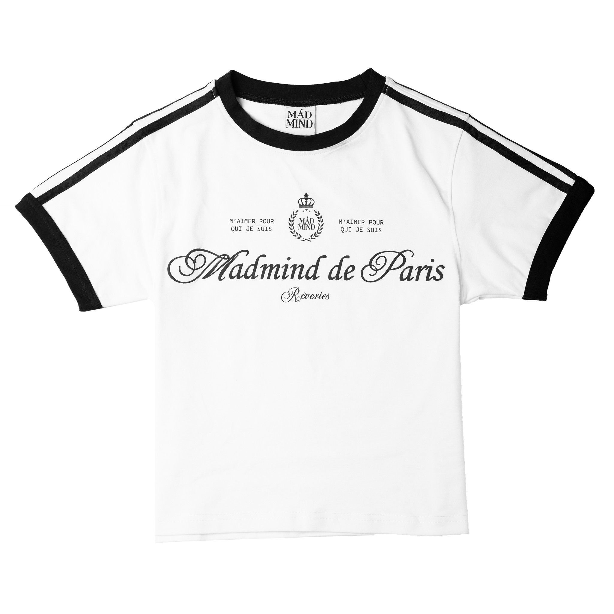  Áo Thun Form BOXY Paris De Madmind - Tay Ngắn Premium Cotton Màu Trắng 