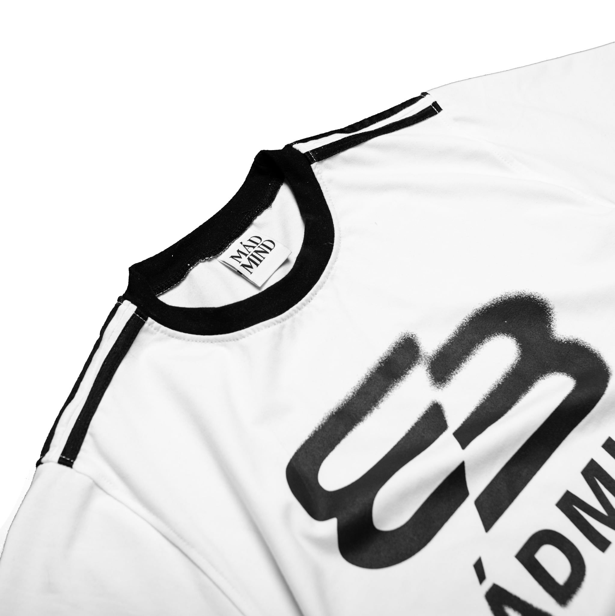  Áo Thun Form Boxy MM Motion Madmind - Phối 2 Sọc Tay Ngắn, Premium Cotton Màu Trắng 