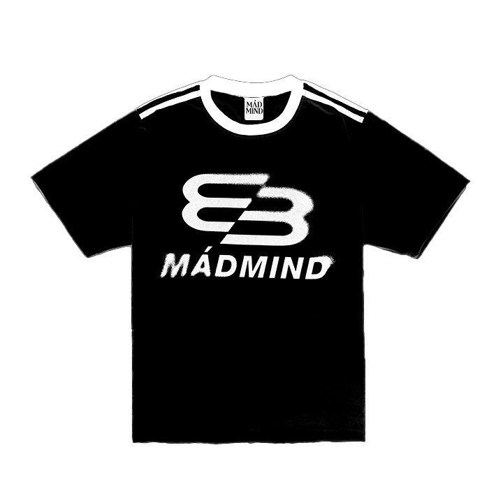  Áo Thun Form Boxy MM Motion Madmind - Phối 2 Sọc Tay Ngắn, Premium Cotton Màu Đen 