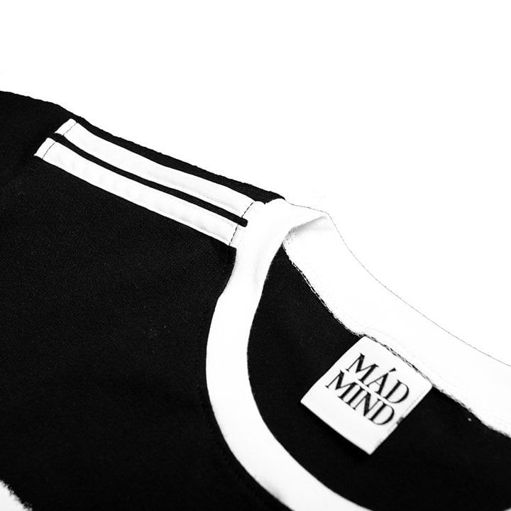  Áo Thun Form Boxy MM Motion Madmind - Phối 2 Sọc Tay Ngắn, Premium Cotton Màu Đen 