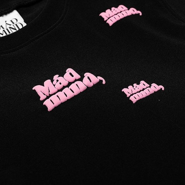  Áo Thun In Nổi Round Croptop Madmind - Màu Đen 