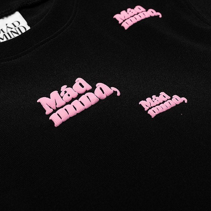 Áo Thun In Nổi Round Croptop Madmind - Màu Đen 