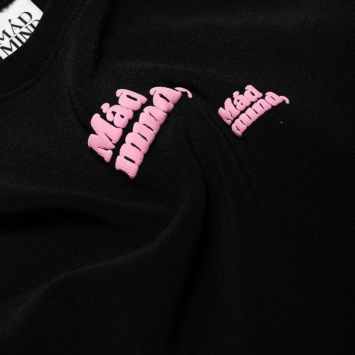  Áo Thun In Nổi Round Croptop Madmind - Màu Đen 