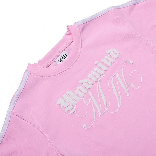  Áo Thun Croptop Phối 2 Sọc Double M Croptop Madmind - Màu Hồng 