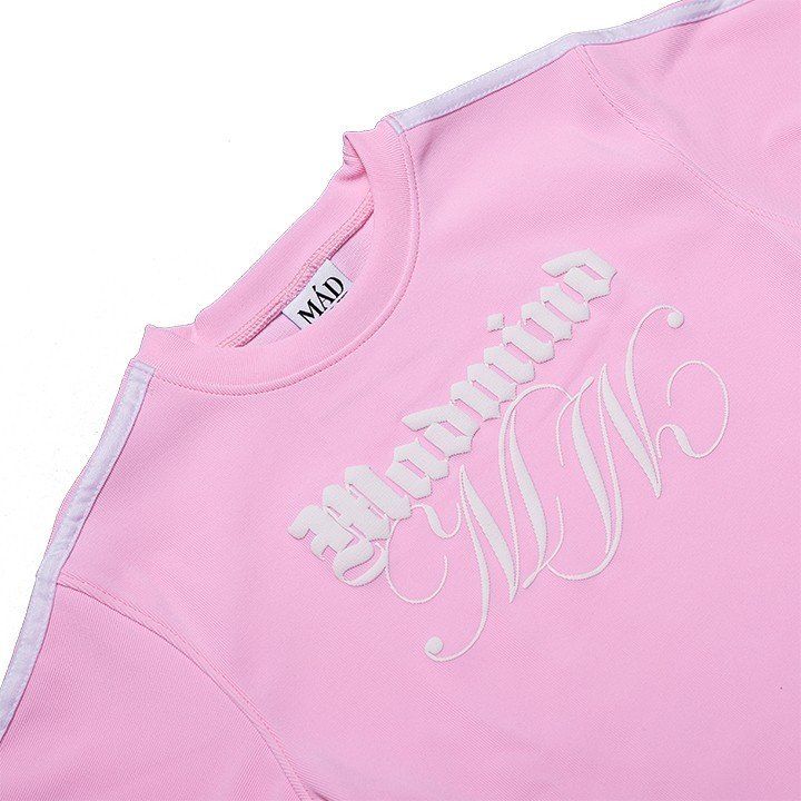  Áo Thun Croptop Phối 2 Sọc Double M Croptop Madmind - Màu Hồng 