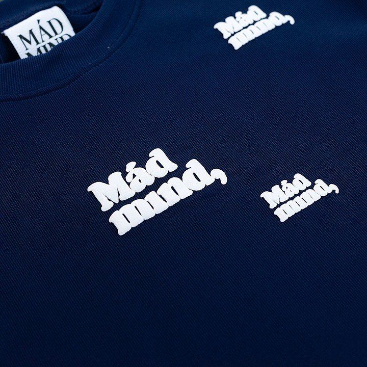  Áo Thun In Nổi Round Croptop Madmind - Màu Xanh Navy 