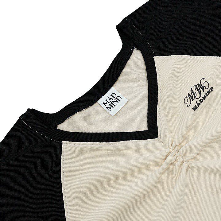  Áo Cổ Tim Trễ Vai Croptop, In Nổi Creamy Off Shoulder Croptop Madmind - Màu Be 