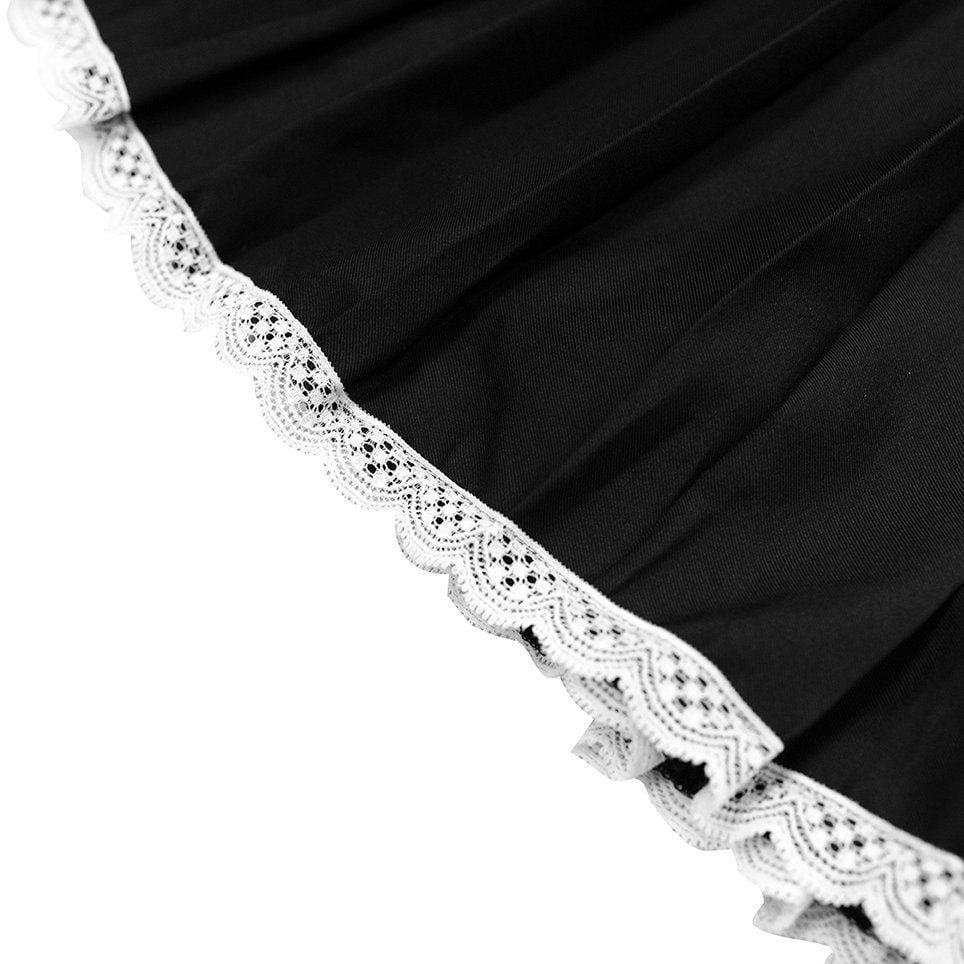  Chân Váy Ngắn Xếp Ly Phối Ren Madmind ( Có Quần Bảo Hộ ) - Girlfriend Pleated Mini Skirt 