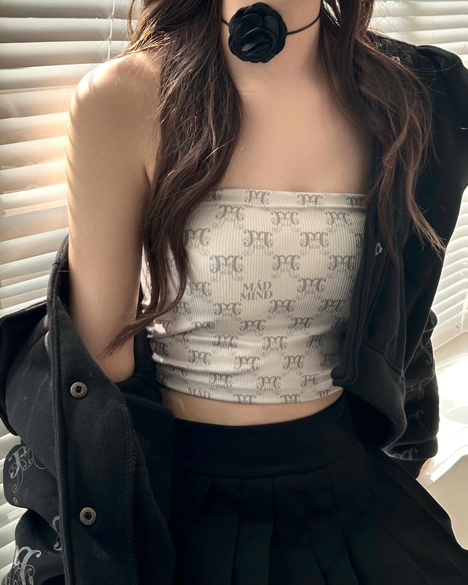  Áo Quây 2 Lớp Thun Gân Cao Cấp Monogram Tube Madmind - Áo Ống Màu Be 