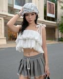  [ MẶC 8 KIỂU ] MADMIND - Áo / Chân Váy Ngắn Dáng Bí 2 Tầng May 2 Lớp Grinde Skirt MADMIND - Màu Trắng 