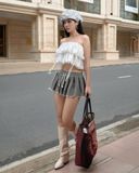  [ MẶC 8 KIỂU ] MADMIND - Áo / Chân Váy Ngắn Dáng Bí 2 Tầng May 2 Lớp Grinde Skirt MADMIND - Màu Trắng 