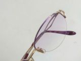  Gọng kính nữ nửa viền titanium sắc tím và màu vàng tây Empire Ramor (Made in Japan). 