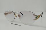  Gọng kính khoan 3 mảnh nữ mạ vàng 18k Valentino. Gọng gắn đá lấp lánh đậm chất cổ điển 
