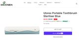  Hộp khử khuẩn bàn chải Utorex (Hàn Quốc) bằng tia UV sử dụng hai pin tiểu. 