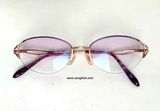  Gọng kính nữ nửa viền titanium sắc tím và màu vàng tây Empire Ramor (Made in Japan). 