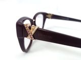  Gọng kính nữ dáng mắt mèo màu đỏ nâu Swarovski (mới chưa sử dụng). 