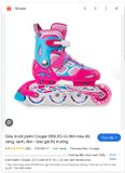 Patin màu hồng dành cho trẻ em Cougar size 34 co giãn 37. (Chân bé tầm size 30 31 vẫn đi vừa tốt). 