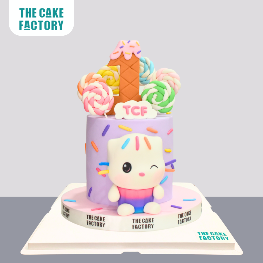  Bánh kem sinh nhật Fondant cho bé tuổi mèo kẹo ngọt 