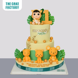  Bánh fondant sinh nhật chủ đề rừng xanh tông màu vàng rực rỡ 