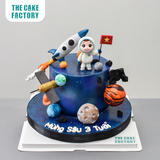  Bánh fondant bé trai vũ trụ nền galaxy 